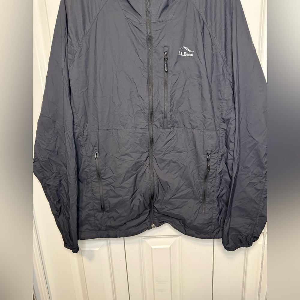 L.L.Bean Black Lightweight Hooded Windbreaker Jacket Size XL - Picture 5 of 14